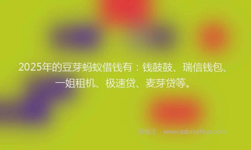 2025年的豆芽蚂蚁借钱有：钱鼓鼓、瑞信钱包、一姐租机、极速贷、麦芽贷等。