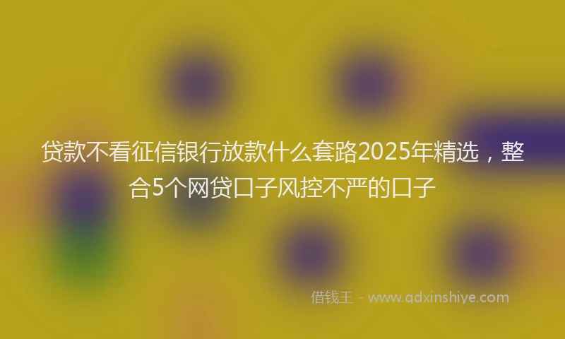 贷款不看征信银行放款什么套路2025年精选，整合5个网贷口子风控不严的口子