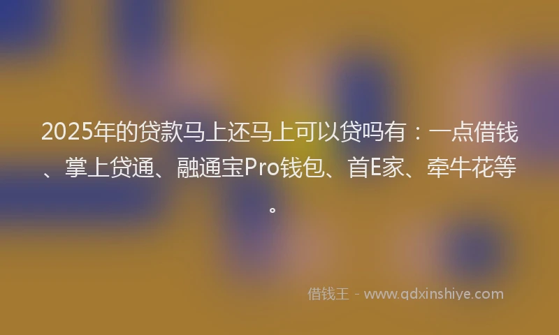 2025年的贷款马上还马上可以贷吗有：一点借钱、掌上贷通、融通宝Pro钱包、首E家、牵牛花等。