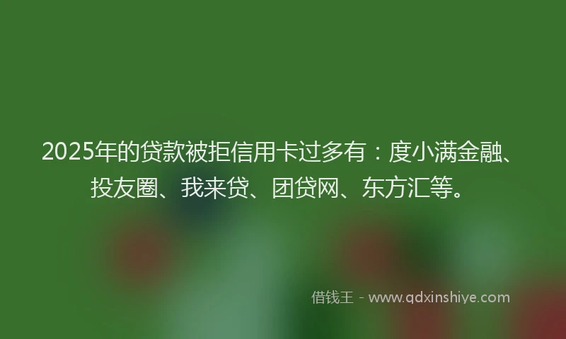 2025年的贷款被拒信用卡过多有：度小满金融、投友圈、我来贷、团贷网、东方汇等。