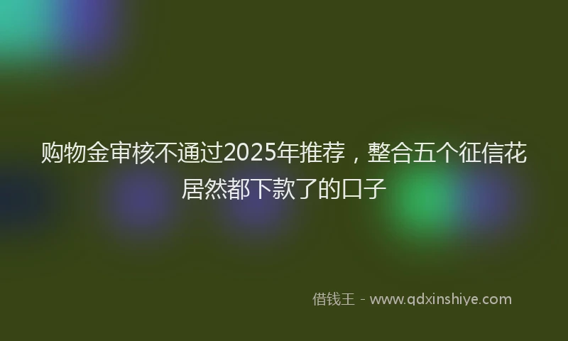 购物金审核不通过2025年推荐，整合五个征信花居然都下款了的口子