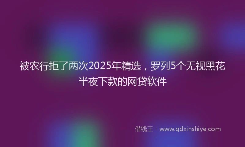 被农行拒了两次2025年精选，罗列5个无视黑花半夜下款的网贷软件
