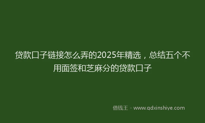贷款口子链接怎么弄的2025年精选，总结五个不用面签和芝麻分的贷款口子