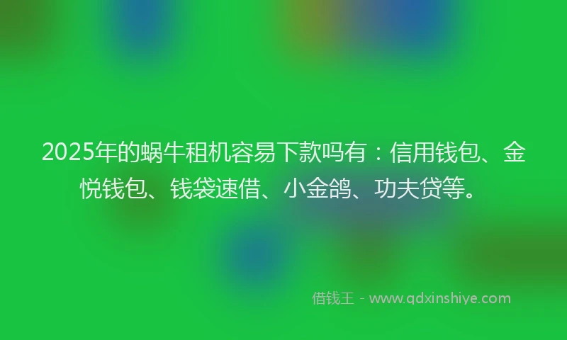 2025年的蜗牛租机容易下款吗有：信用钱包、金悦钱包、钱袋速借、小金鸽、功夫贷等。