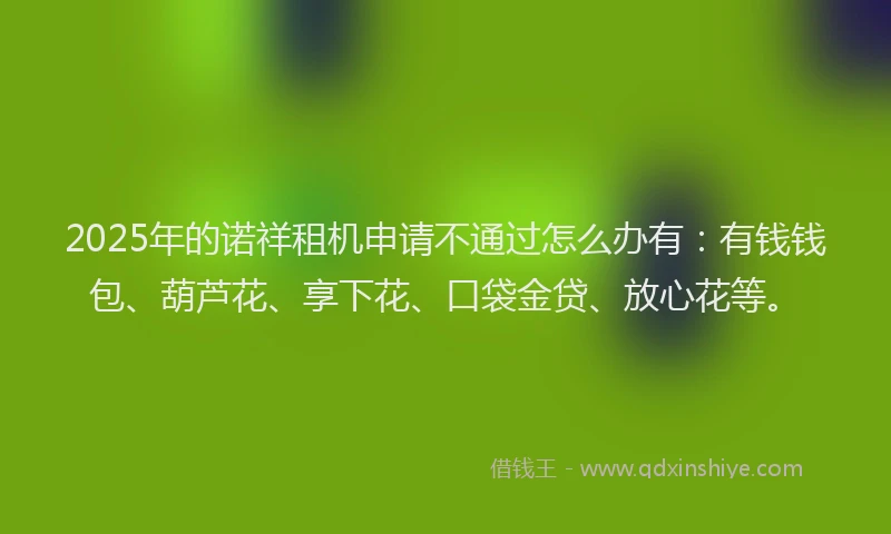 2025年的诺祥租机申请不通过怎么办有：有钱钱包、葫芦花、享下花、口袋金贷、放心花等。