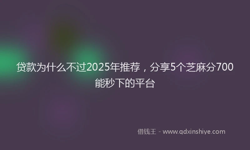 贷款为什么不过2025年推荐，分享5个芝麻分700能秒下的平台