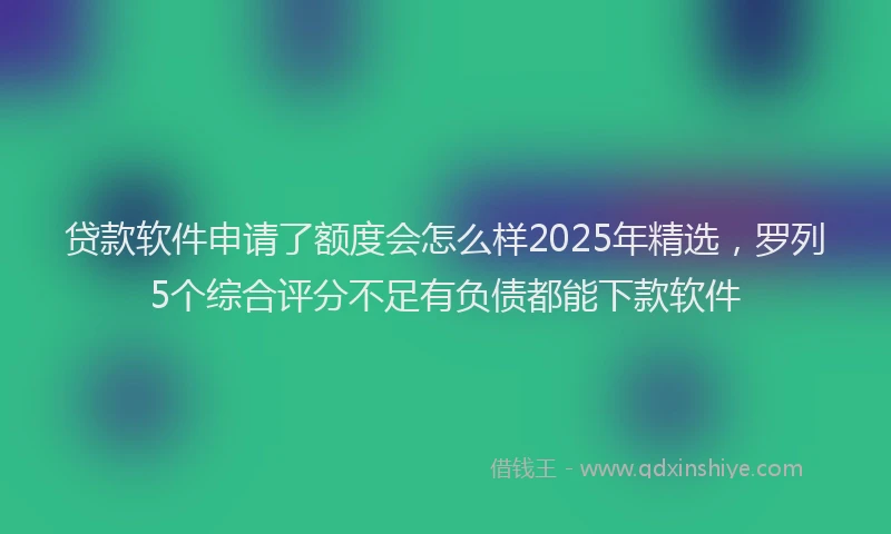 贷款软件申请了额度会怎么样2025年精选，罗列5个综合评分不足有负债都能下款软件