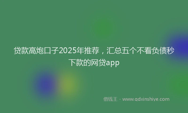 贷款高炮口子2025年推荐，汇总五个不看负债秒下款的网贷app