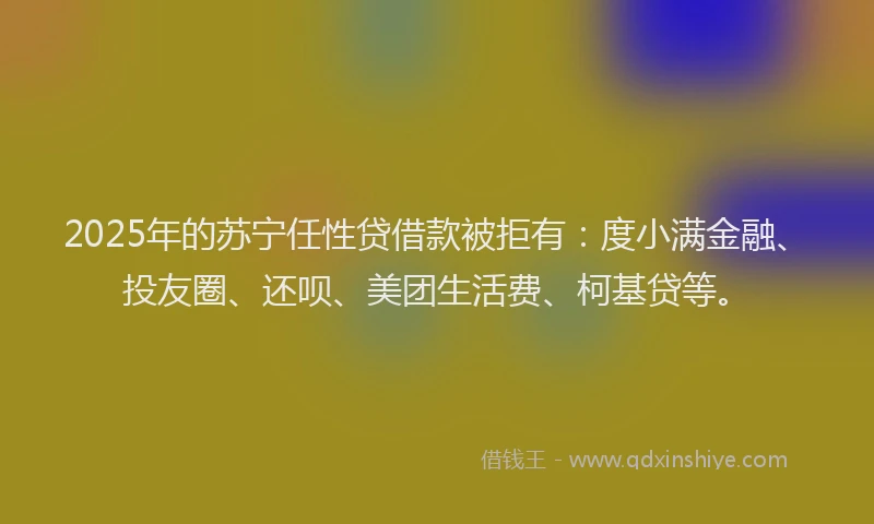 2025年的苏宁任性贷借款被拒有：度小满金融、投友圈、还呗、美团生活费、柯基贷等。