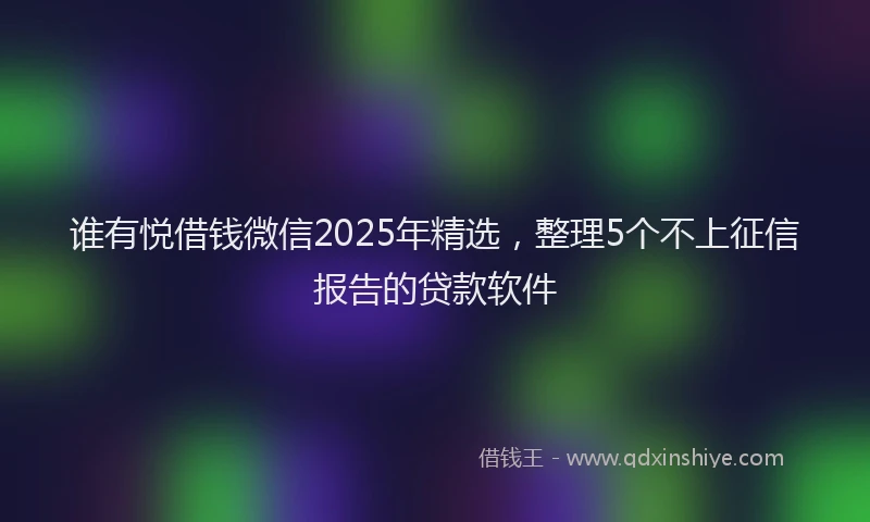 谁有悦借钱微信2025年精选，整理5个不上征信报告的贷款软件