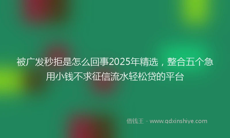 被广发秒拒是怎么回事2025年精选，整合五个急用小钱不求征信流水轻松贷的平台