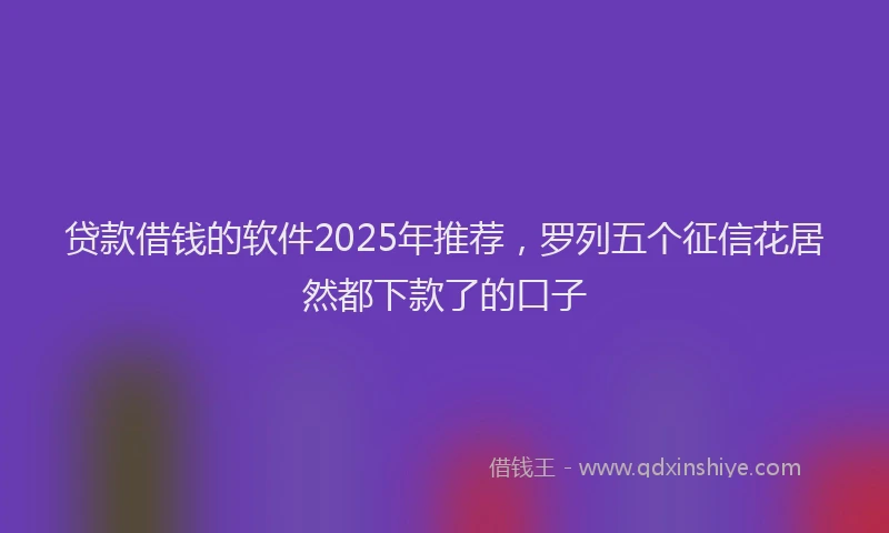 贷款借钱的软件2025年推荐，罗列五个征信花居然都下款了的口子