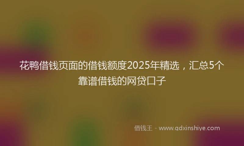 花鸭借钱页面的借钱额度2025年精选，汇总5个靠谱借钱的网贷口子