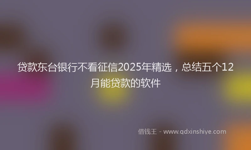 贷款东台银行不看征信2025年精选，总结五个12月能贷款的软件