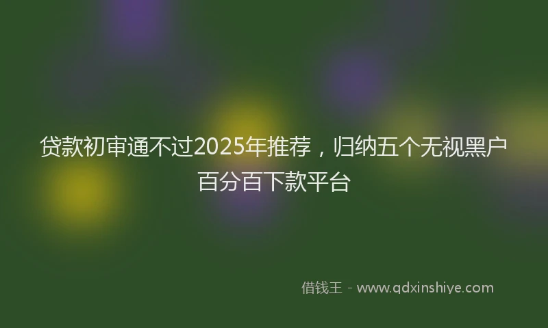 贷款初审通不过2025年推荐，归纳五个无视黑户百分百下款平台