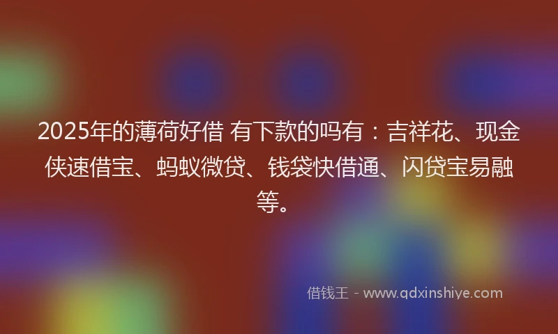 2025年的薄荷好借 有下款的吗有：吉祥花、现金侠速借宝、蚂蚁微贷、钱袋快借通、闪贷宝易融等。