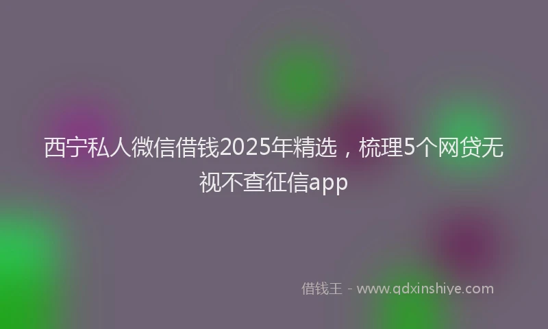 西宁私人微信借钱2025年精选，梳理5个网贷无视不查征信app