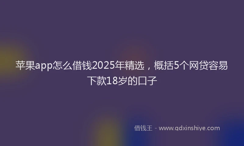 苹果app怎么借钱2025年精选，概括5个网贷容易下款18岁的口子