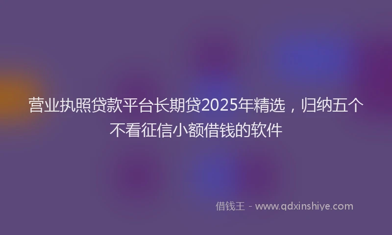 营业执照贷款平台长期贷2025年精选，归纳五个不看征信小额借钱的软件
