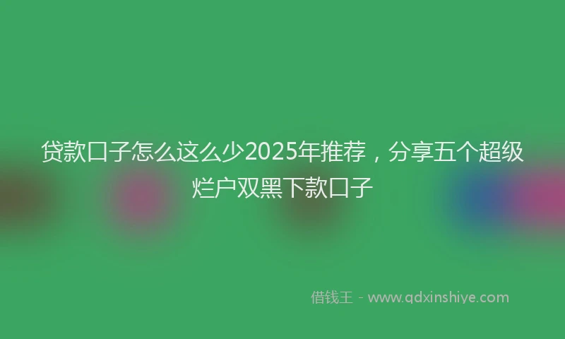 贷款口子怎么这么少2025年推荐，分享五个超级烂户双黑下款口子