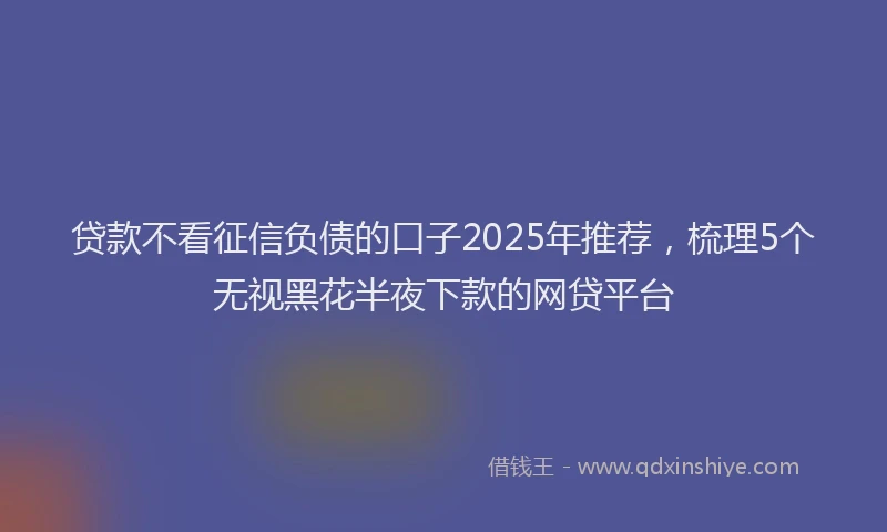 贷款不看征信负债的口子2025年推荐，梳理5个无视黑花半夜下款的网贷平台