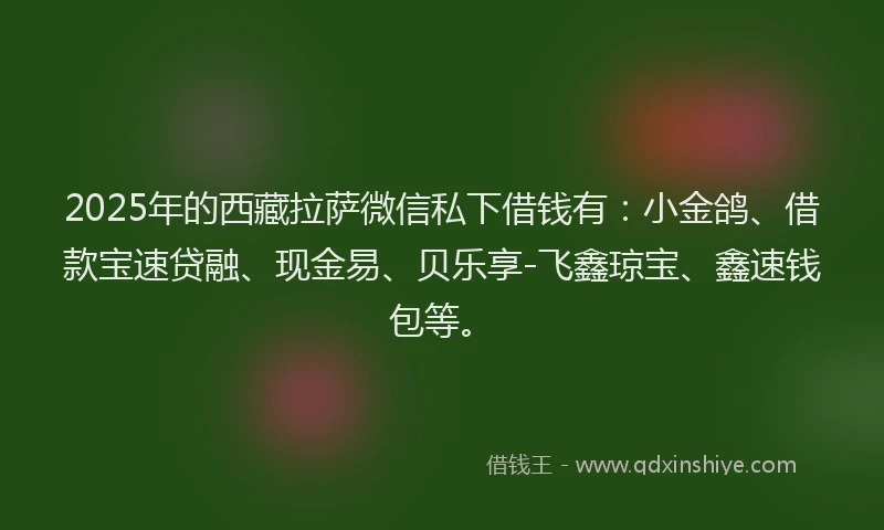 2025年的西藏拉萨微信私下借钱有：小金鸽、借款宝速贷融、现金易、贝乐享-飞鑫琼宝、鑫速钱包等。