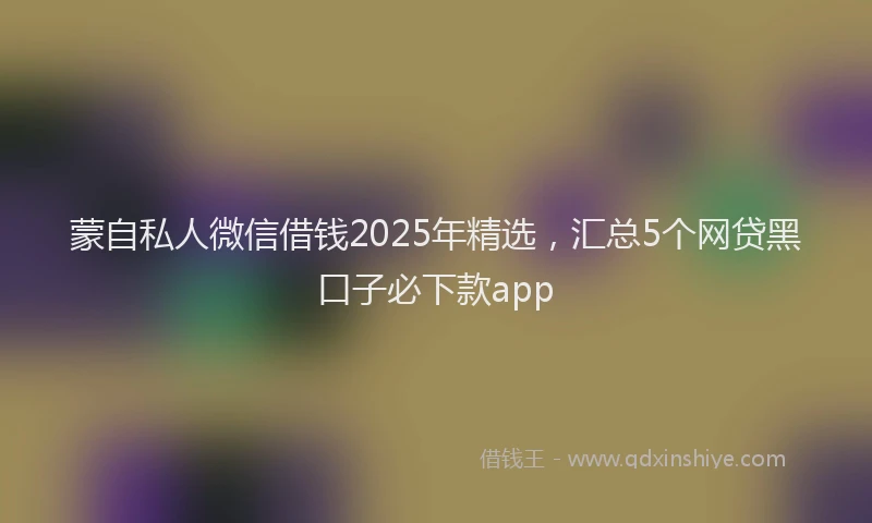 蒙自私人微信借钱2025年精选，汇总5个网贷黑口子必下款app