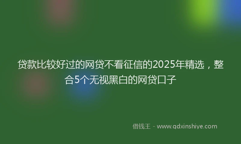 贷款比较好过的网贷不看征信的2025年精选，整合5个无视黑白的网贷口子