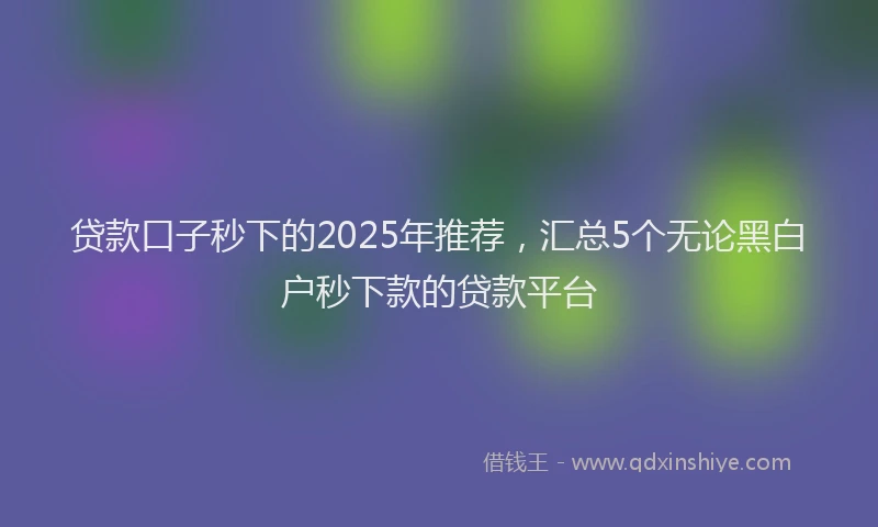 贷款口子秒下的2025年推荐，汇总5个无论黑白户秒下款的贷款平台