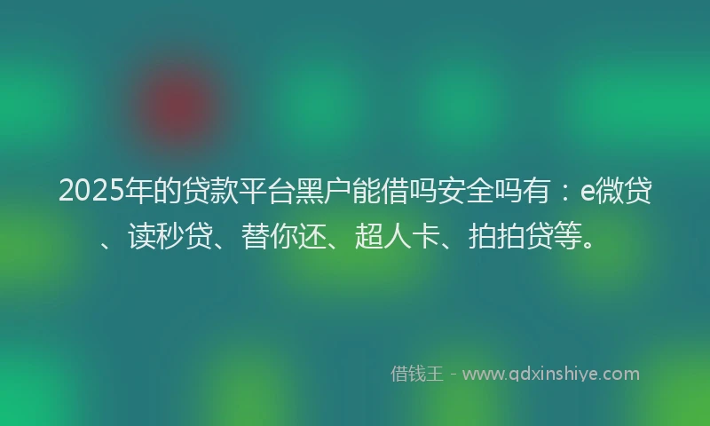 2025年的贷款平台黑户能借吗安全吗有：e微贷、读秒贷、替你还、超人卡、拍拍贷等。