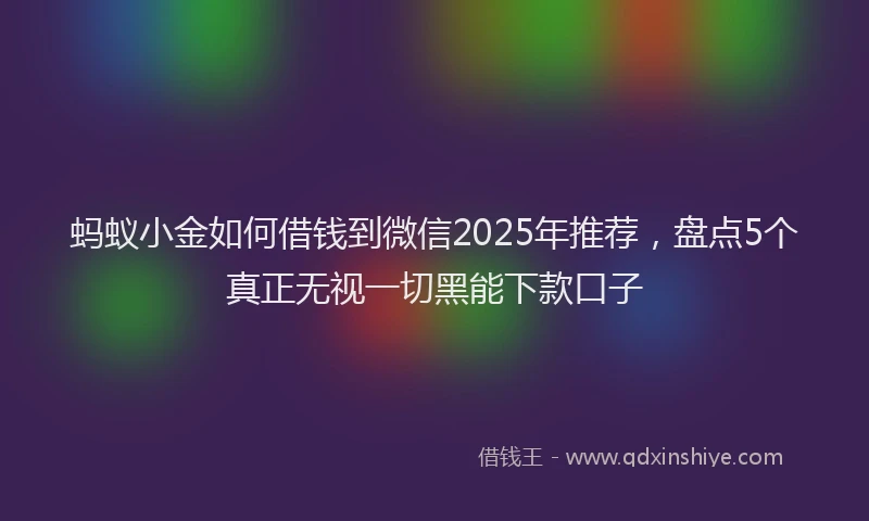蚂蚁小金如何借钱到微信2025年推荐，盘点5个真正无视一切黑能下款口子