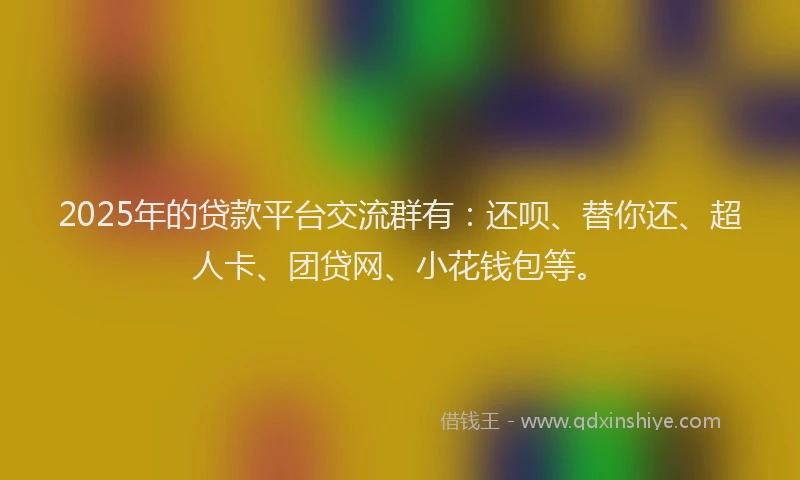 2025年的贷款平台交流群有：还呗、替你还、超人卡、团贷网、小花钱包等。