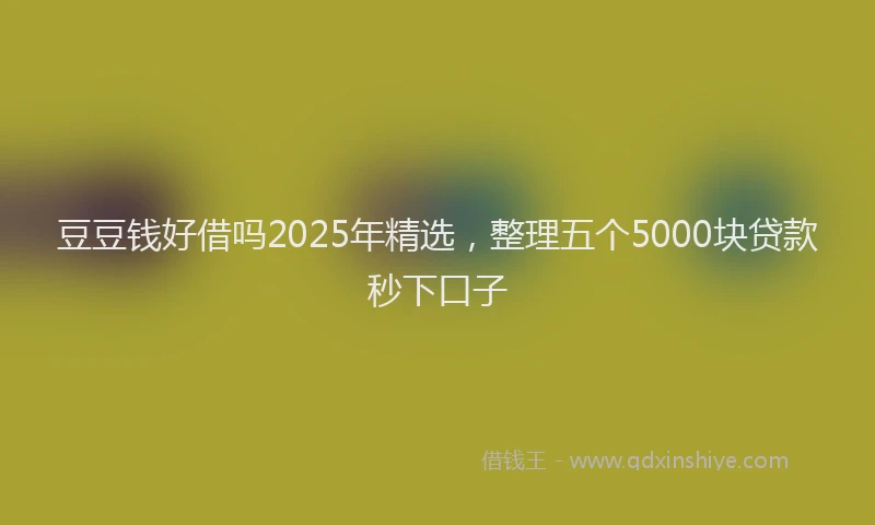 豆豆钱好借吗2025年精选，整理五个5000块贷款秒下口子