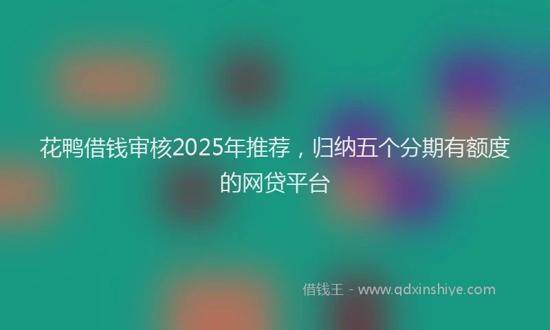 花鸭借钱审核2025年推荐，归纳五个分期有额度的网贷平台