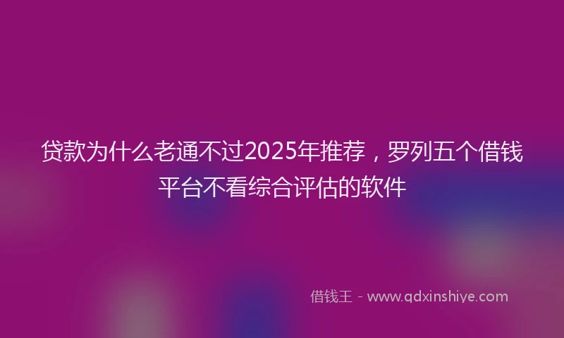 贷款为什么老通不过2025年推荐，罗列五个借钱平台不看综合评估的软件