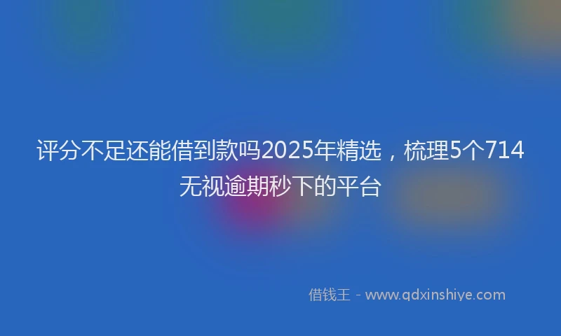 评分不足还能借到款吗2025年精选，梳理5个714无视逾期秒下的平台