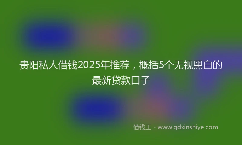 贵阳私人借钱2025年推荐，概括5个无视黑白的最新贷款口子