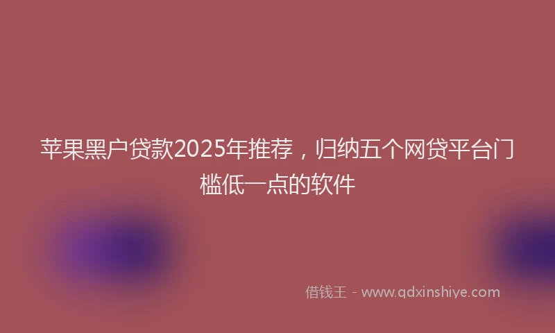 苹果黑户贷款2025年推荐，归纳五个网贷平台门槛低一点的软件