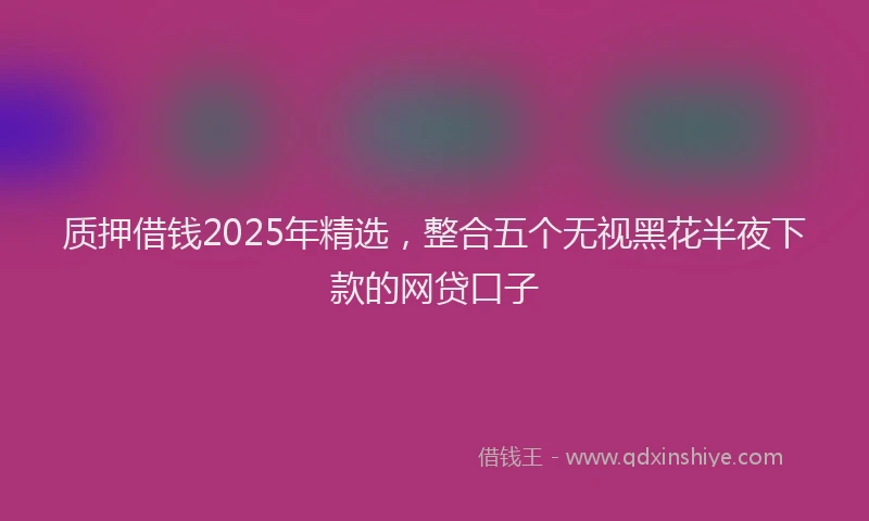 质押借钱2025年精选，整合五个无视黑花半夜下款的网贷口子