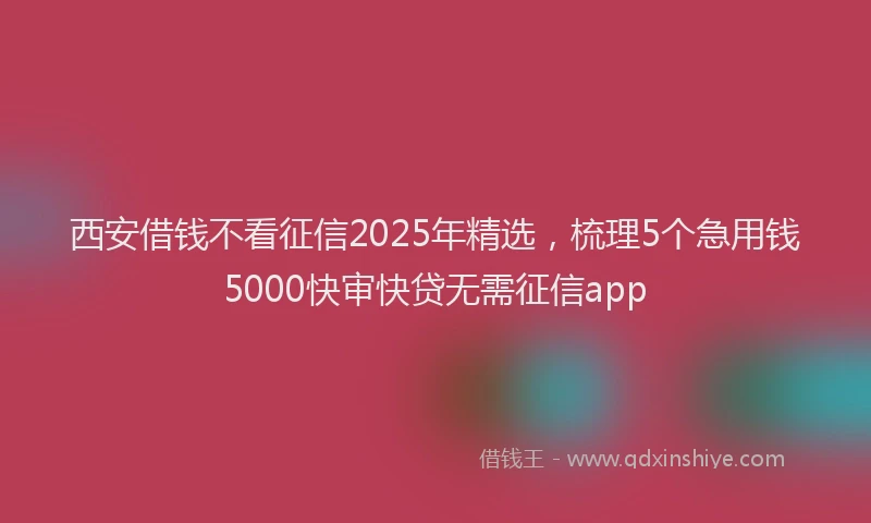 西安借钱不看征信2025年精选，梳理5个急用钱5000快审快贷无需征信app