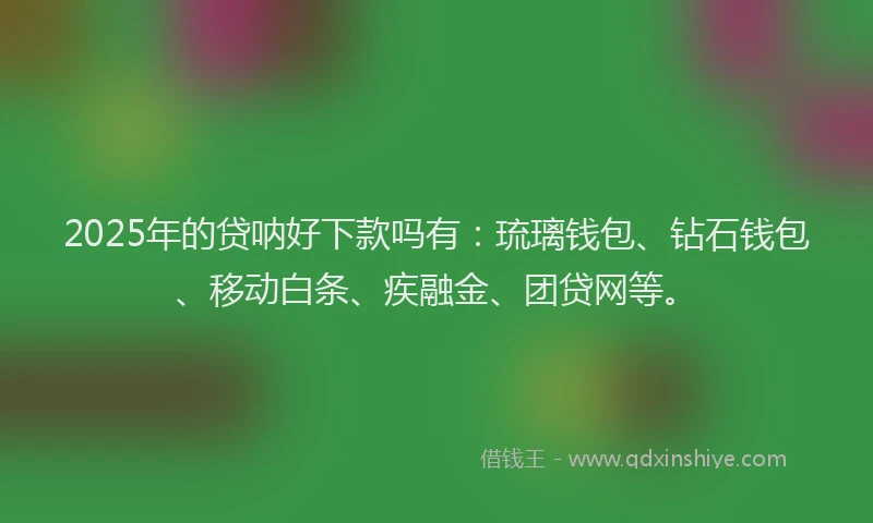 2025年的贷呐好下款吗有：琉璃钱包、钻石钱包、移动白条、疾融金、团贷网等。