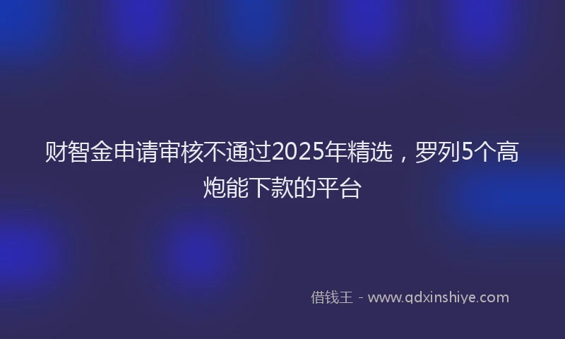 财智金申请审核不通过2025年精选，罗列5个高炮能下款的平台