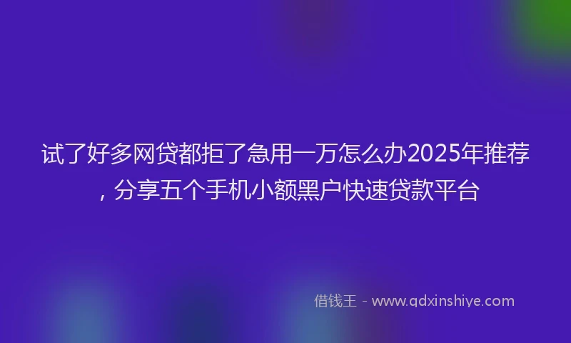 试了好多网贷都拒了急用一万怎么办2025年推荐，分享五个手机小额黑户快速贷款平台