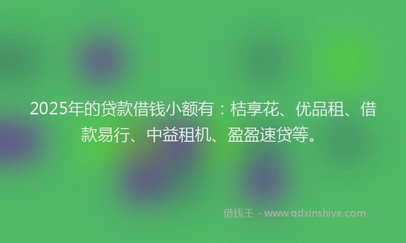 2025年的贷款借钱小额有：桔享花、优品租、借款易行、中益租机、盈盈速贷等。