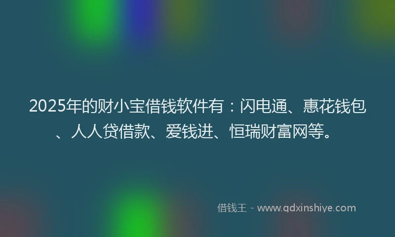 2025年的财小宝借钱软件有：闪电通、惠花钱包、人人贷借款、爱钱进、恒瑞财富网等。