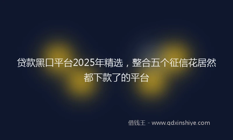 贷款黑口平台2025年精选，整合五个征信花居然都下款了的平台