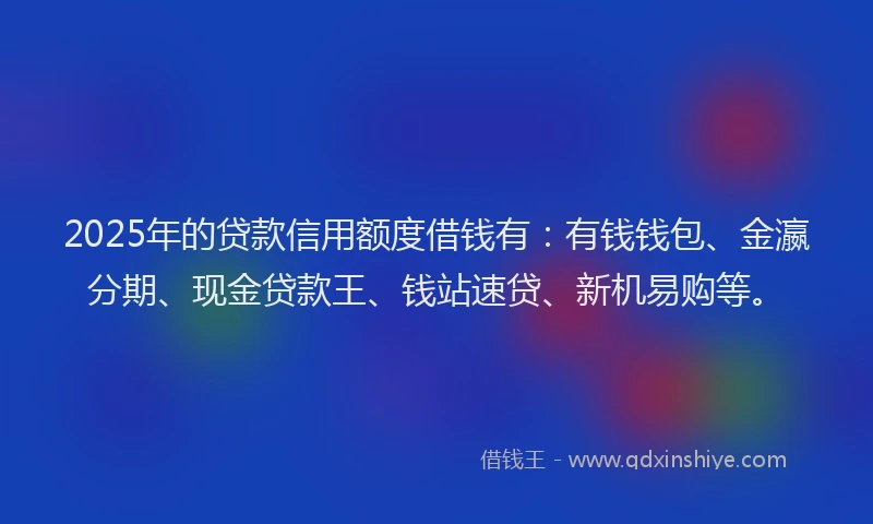 2025年的贷款信用额度借钱有:有钱钱包、金瀛分期、现金贷款王、钱站速贷、新机易购等。