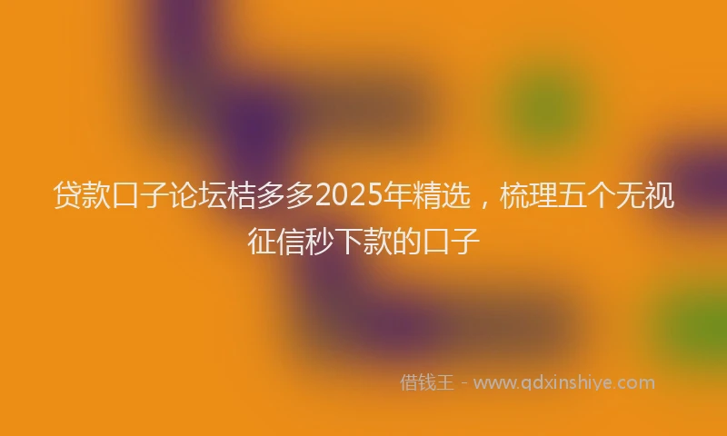 贷款口子论坛桔多多2025年精选，梳理五个无视征信秒下款的口子