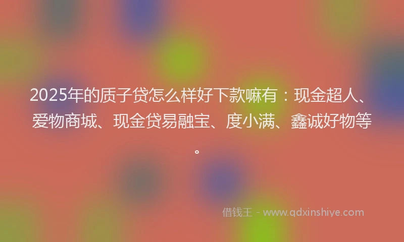 2025年的质子贷怎么样好下款嘛有：现金超人、爱物商城、现金贷易融宝、度小满、鑫诚好物等。