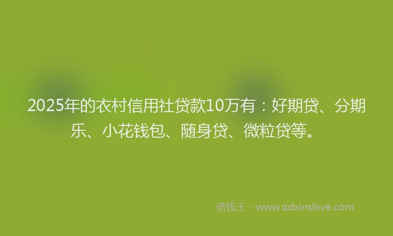 2025年的衣村信用社贷款10万有：好期贷、分期乐、小花钱包、随身贷、微粒贷等。